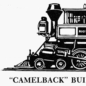 LOCOMOTIVE, 1873. The Camelback locomotive built by Ross Winans for the Baltimore and Ohio railroad in 1873. American line engraving