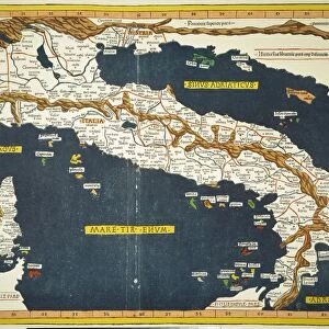 MAP OF ITALY, 1482. Map of Italy from Dominus Nicolaus Germanus edition of Ptolemy s