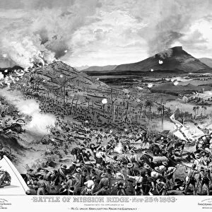 MISSIONARY RIDGE, 1863. The Battle of Missionary Ridge during the American Civil War, 25 November 1863. Lithograph by Cosack & Co
