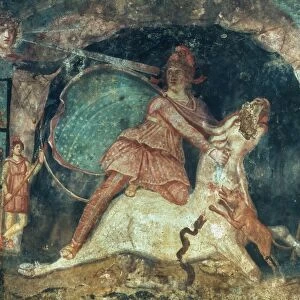 MITHRAS KILLING THE BULL. Roman fresco, 2nd century A. D