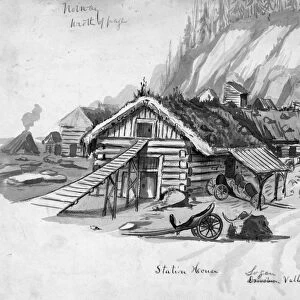 NORWAY, 1856. The station house in Logen Valley, Norway. Drawing by Bayard Taylor