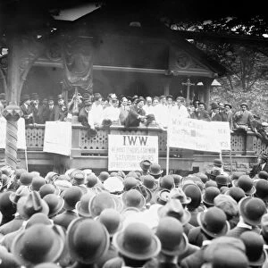 NYC: BARBER STRIKE, 1913. Union organizer Joseph James Ettor addressing a crowd