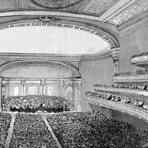 NYC: CARNEGIE HALL, 1891. The interior of Carnegie Hall at its opening in New York City, May 1891. Contemporary American line engraving