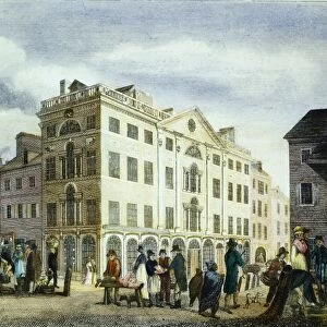 PHILADELPHIA, 1799. South East Corner of Third and Market Streets, Philadelphia: colored engraving, 1799, by William Birch & Son