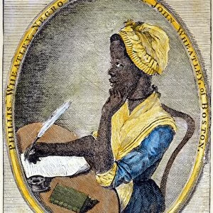 PHILLIS WHEATLEY (1753?-1784). African-American poet. Engraved frontispiece to her Poems, 1773
