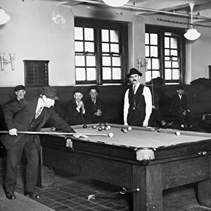 POOL HALL, 1929. An unidentified American pool hall, photographed 31 January 1929