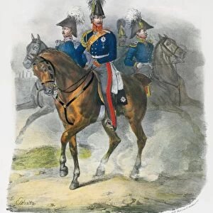 PRUSSIAN SOLDIERS, 1830. Major of the Prussian General Staff, a General and an Adjutant (Captain)