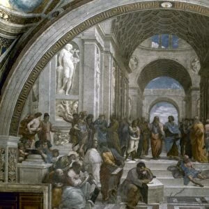 RAPHAEL: SCHOOL OF ATHENS. Fresco, 1509-10