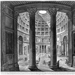 ROME: PANTHEON. Interior of the Pantheon in Rome. Etching and engraving by Giovanni Battista Piranesi, c1756