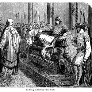SALADIN (1138-1193). Sultan of Egypt and Syria. Saladin receiving the English Bishop of Salisbury in Jerusalem in 1192. Wood engraving, 19th century