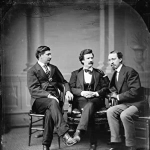 SAMUEL LANGHORNE CLEMENS (1835-1910). Mark Twain. American humorist and writer. Clemens (center) with George Alfred Townsend (left) and David Gray. Photographed c1870