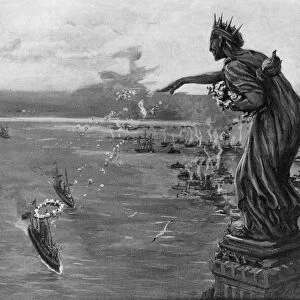 SPANISH-AMERICAN WAR, 1898. The Statue of Liberty greeting returning U