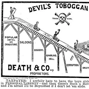 TEMPERANCE MOVEMENT, 1887. Devils Toboggan Slide. Temperance broadsheet published, 1887, at Kalamazoo, Michigan