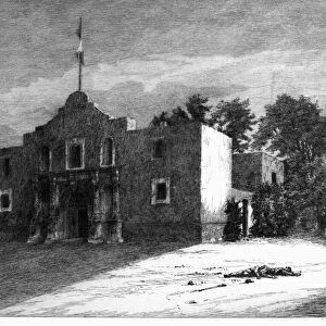 TEXAS: ALAMO, 1836. The Mission of the Alamo, San Antonio, Texas. Line engraving