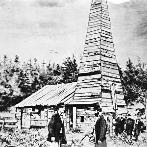 TITUSVILLE OIL WELL, 1859. The first oil well drilled at Titusville, Pennsylvania