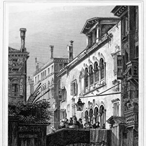 VENICE: FALIERO HOUSE. View of the Marino Faliero house in Venice, Italy. Steel engraving, Austrian, 19th century
