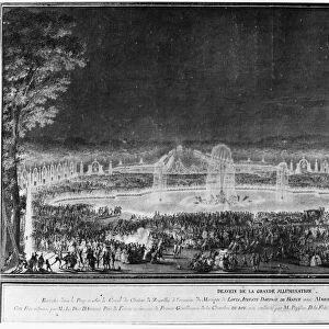 VERSAILLES: ILLUMINATION. The Basin of Apollo and the canals in the gardens of
