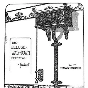 VICTORIAN TOILET. A Victorian toilet with siphonic cistern. Illustration, English