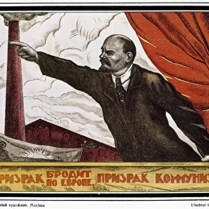 VLADIMIR LENIN (1870-1924). Vladimir Ilich Ulyanov Lenin. Russian Communist leader. Undated Soviet poster