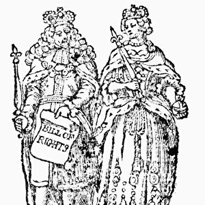WILLIAM III & QUEEN MARY. King William III of England, holding the Bill of Rights in his hand