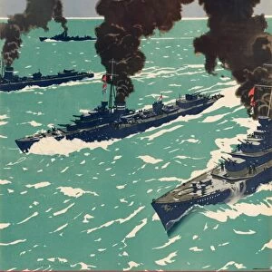 WWII: POSTER, c1943. War savings are warships! Lithograph with an illustration