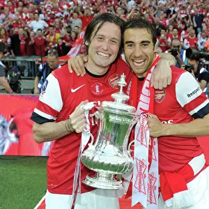Arsenal's Double Celebration: Rosicky and Flamini's Jubilant FA Cup Victory Moment