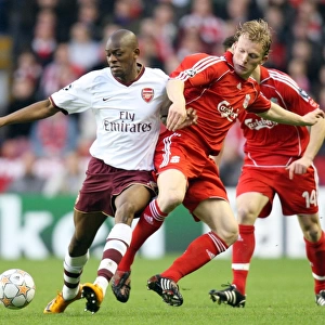 Clash of Stars: Diaby vs. Kuyt in the Intense Liverpool vs. Arsenal UEFA Champions League Quarterfinal (4:2 in favor of Liverpool)