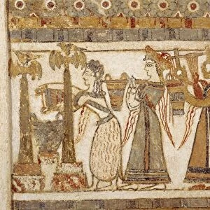 Aghia Triadha (Hagia Triada) sarcophagus, detail, Female ritual procession