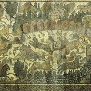 Algeria, Annaba (Hippo Regius), Mosaic work depicting the hunting for the beasts using a net
