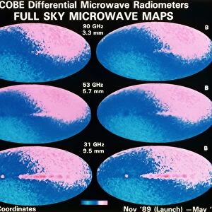 All-sky images constructed from preliminary data from DMR (Different Microwave Radiometers)