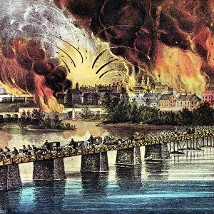 American Civil War: The fall of Richmond, Virginia, 2 April 1865. Confederates abandoning
