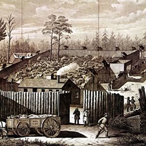 American Civil War: Prison stockade at Andersonville, Georgia. During summer of 1864 32