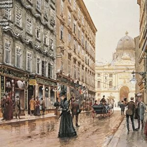 Austria, Vienna, corner of Kohlmarkt, Watercolour