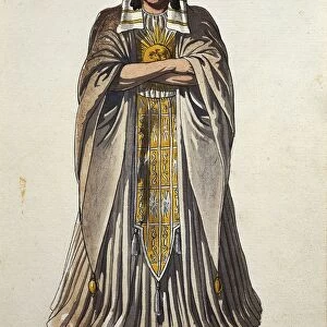Austria, Vienna, Costume sketch for Sarastro in The Magic Flute by Wolfgang Amadeus Mozart for a performance in Vienna