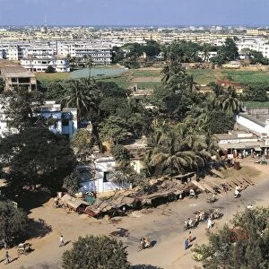 Bangladesh, Dhaka, Aerial view of outskirts of city