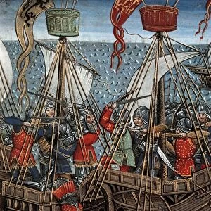 Battle of Sluyss from Jean Froissarts Chronicles, 15th century