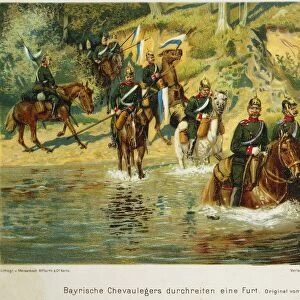 Bavarian cavalry fording river Published by Paul Kittel, Berlin