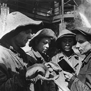 Blast furnace operators of the magnitogorsk iron and steel works, ussr, 1947