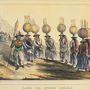 Bolivia, Aymaras Indian dance by Emile Lassalle from Alcide Dessalines d Orbigny Journey, Colored engraving, 1833