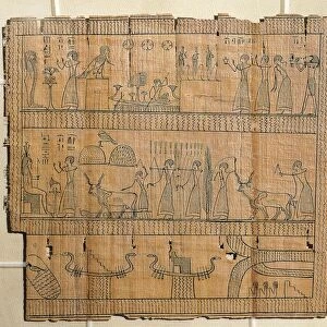 Book of the Dead on papyrus, Djedhor working in the fields of the Afterlife using irrigation canals