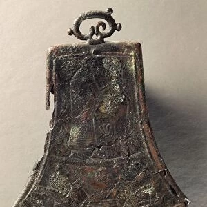 Bronze ritual bell called Tintinnabulum, decorated with scenes of wool manufacturing