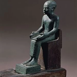 Bronze statuette depicting seated Imhotep, designer of Step Pyramid at Saqqara