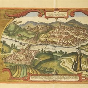 Budapest from Civitates Orbis Terrarum by Georg Braun, 1541-1622 and Franz Hogenberg, 1540-1590, engraving