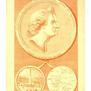 Bust-length double profile of the Montgolfier brothers, French balloonists; after