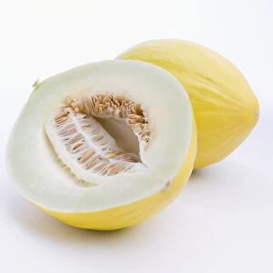 Canary Melon cut in half