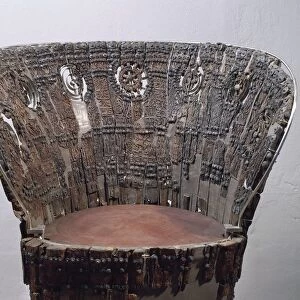 Carved wood throne, Detail of back, from Verucchio (Emilia Romagna region, Italy)