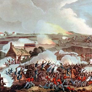 Centre of the British army in action at Waterloo 18 June 1815, the last battle of