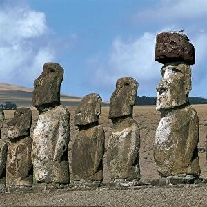 Chile, Easter Island, Rapa-Nui National Park (UNESCO World Heritage List, 1995). Moais (megalithic anthropomorphic statues), Ahu Tongariki