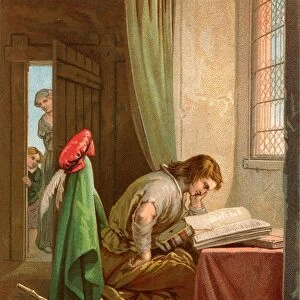 Christian Weeps and Prays. Christian, the pilgrim of the title, reading his bible