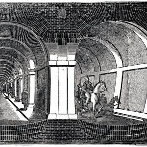 Cross-section showing arched masonry Thames Tunnel built 1825-1843